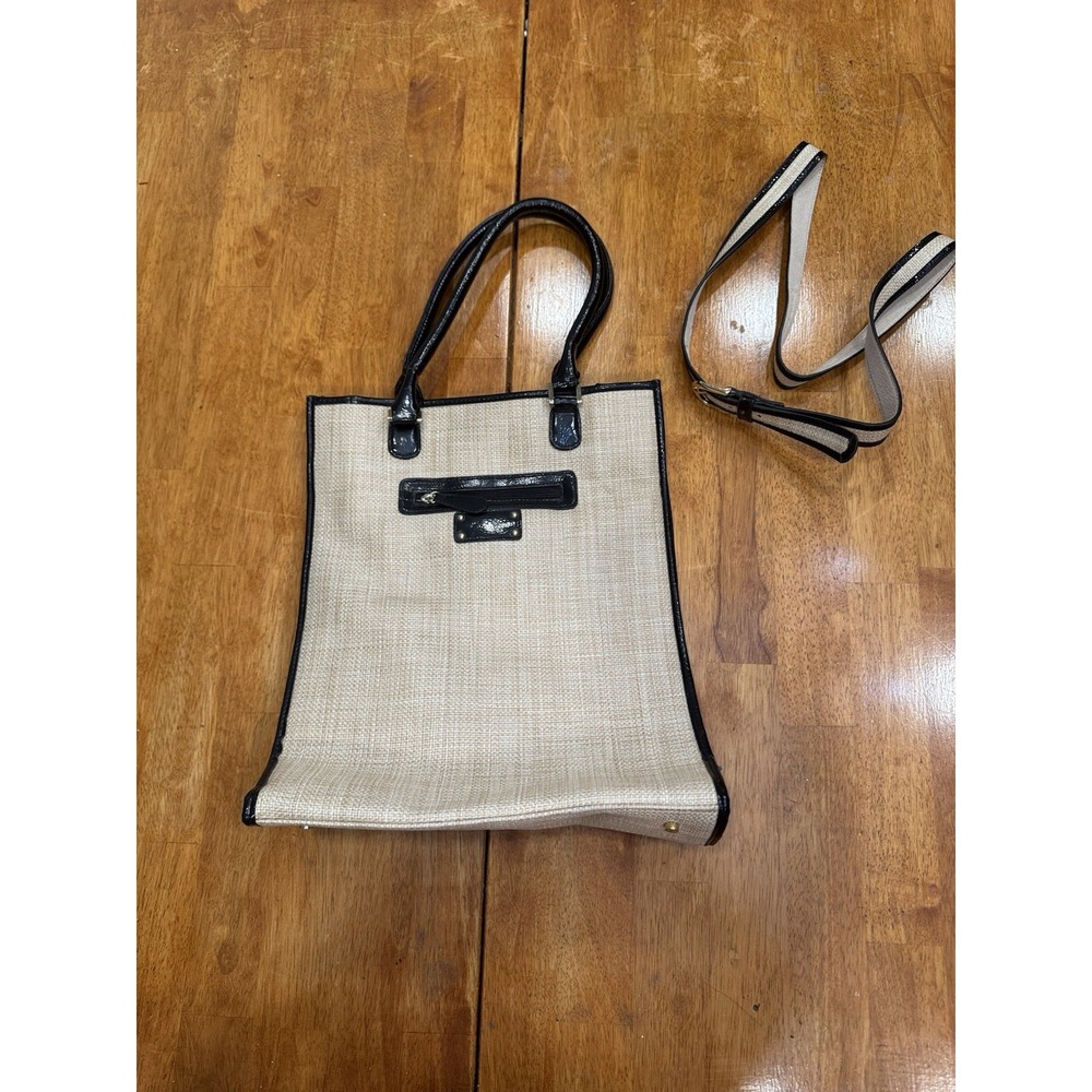Chicos Summer Tote Purse Natural 15x12x5"with Matching Belt Shoulder Strap